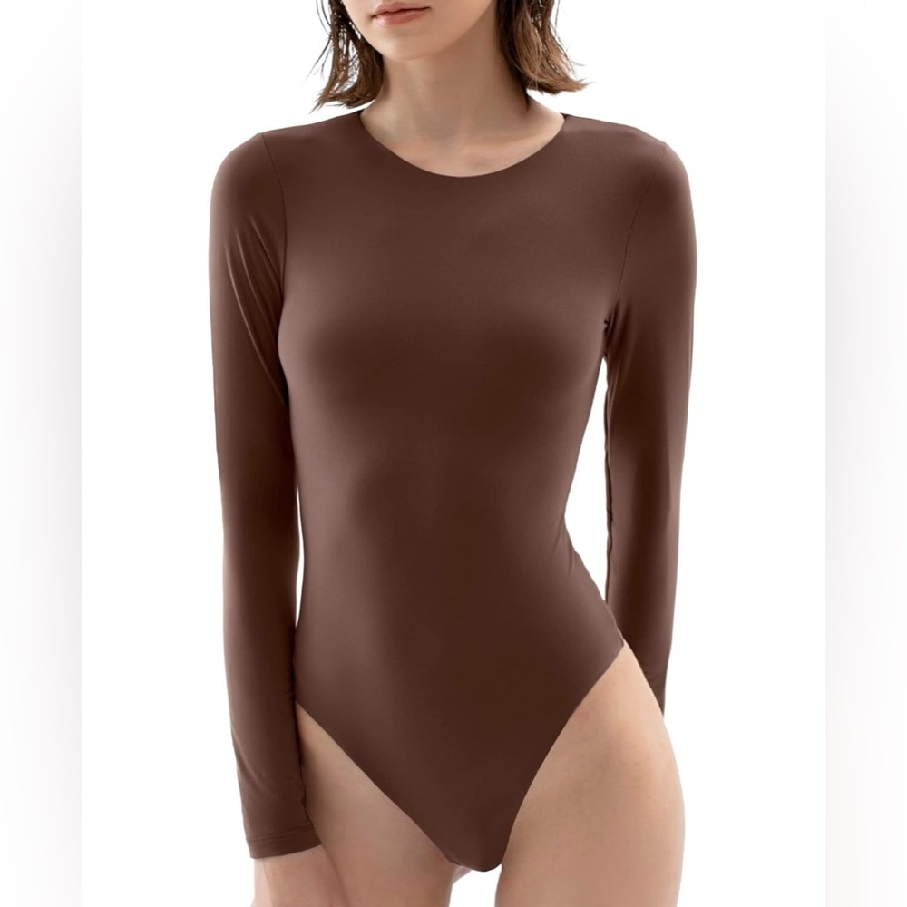 Pumiey Brown Long Sleeve Bodysuit